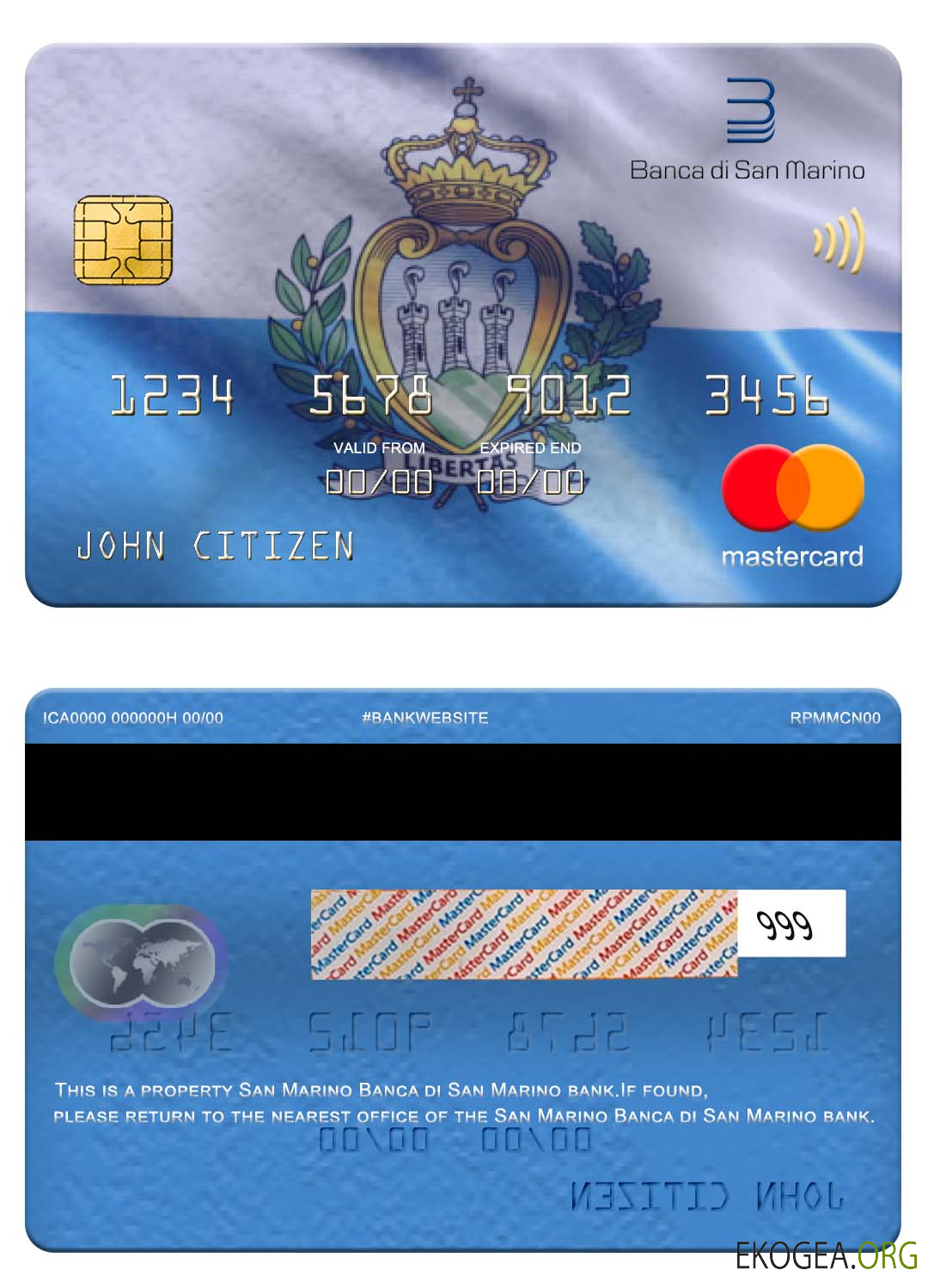 Carte bancaire Mastercard de la Banca di San Marino de Saint Marin